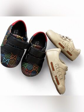 Gucci Kids Black Rainbow GG Velcro Sneakers & Cream Trainer
